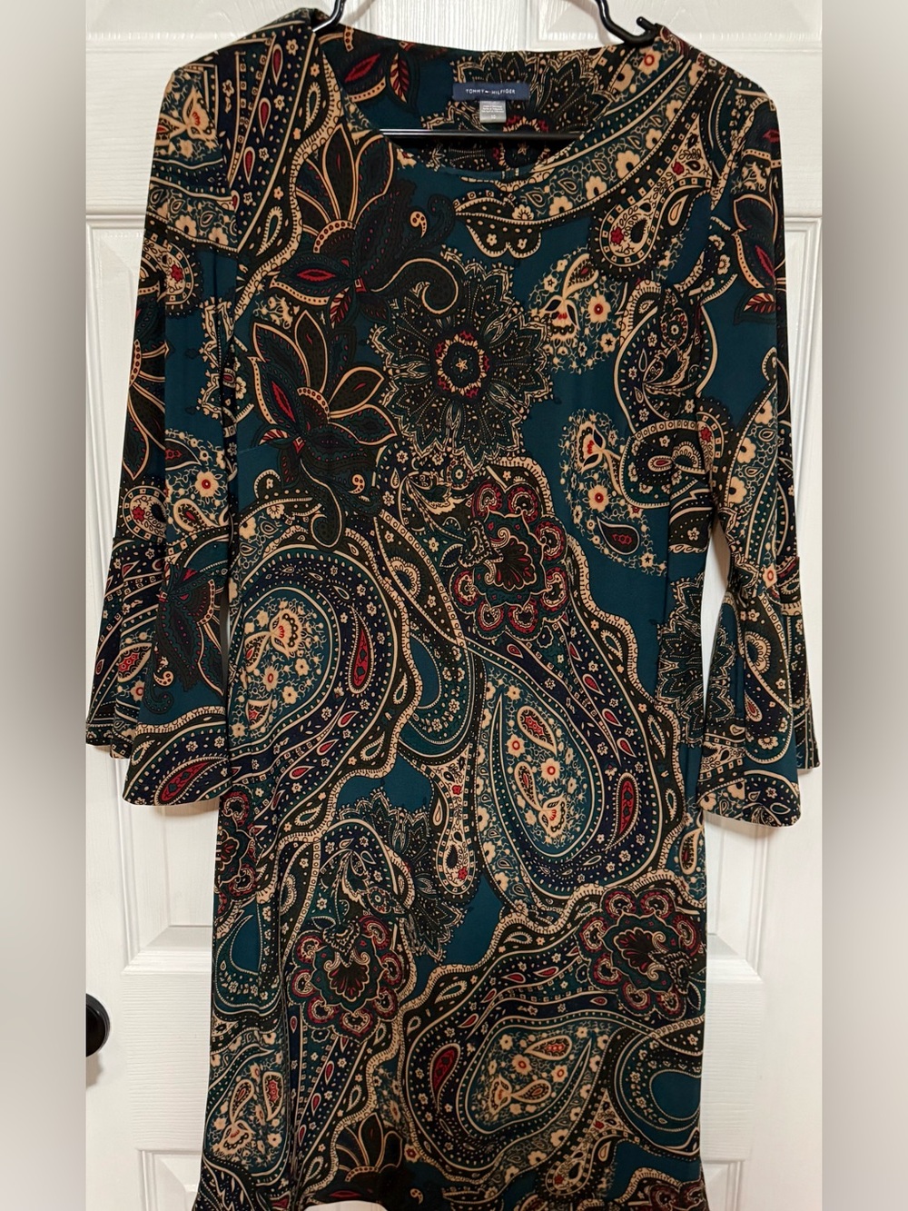 Women's Paisley Print Size 10 Tommy Hilfiger Dress Green/Red/Tan